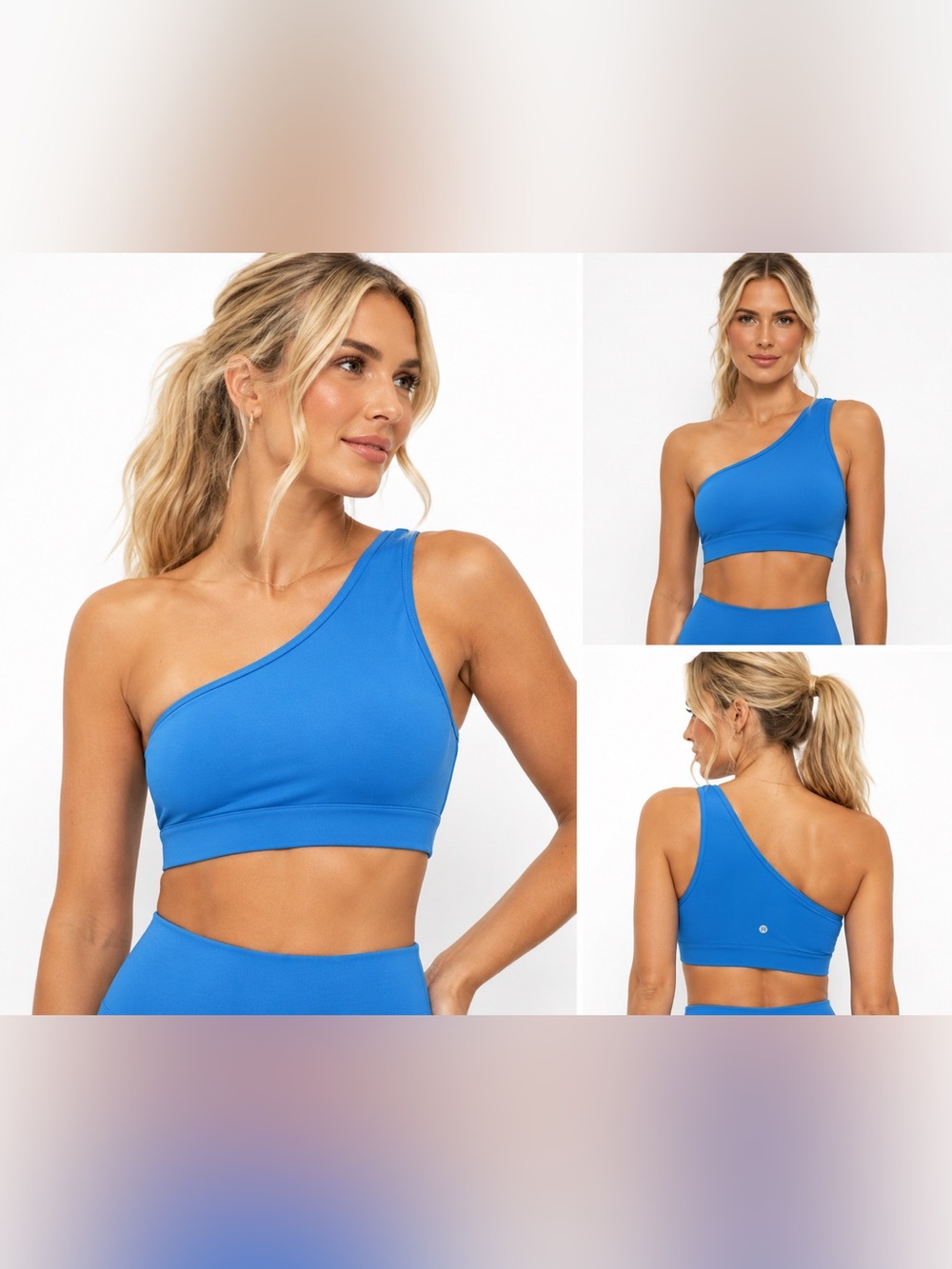 NWOT Fourlaps Asymmetrical Sports Bra One Shoulder Blue XS